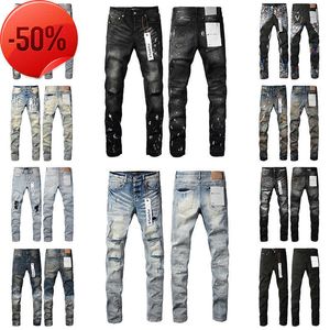 Lila jeans män kvinnor kvinnor högkvalitativa jeans modedesign nödställda rippade cyklister kvinnor denim last för män svarta byxor pl pe