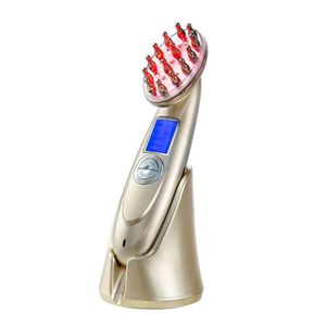 電気RFレーザーヘアの成長コームワイヤレス脱毛療法赤外線EMS NANO LED赤色光振動マッサージブラシ8412162