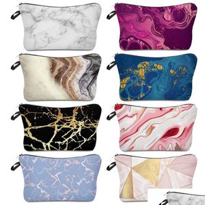 Cosmetic Bags Cosmetics Marbling Makeup Bag Toilette Mandala Turquoise New Neceser Organizer Maleta De Maquiagem Vanity Make Up Drop D Ot8V3