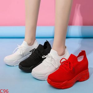 Hidden Heels White Women Spring Breathable Mesh Casual Platform Sneakers Surface Shoes Thick Bottom Footwear Round Head 240228