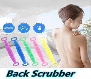 Back Scrubber Shower Double Sided Silicone Bath Body Brush Full Cover Shower Back Brush Soft Ta bort Kåta smutsbad Handduk Dusch Z7042595