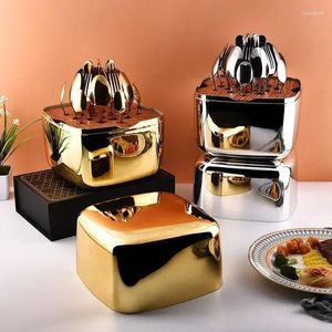 Dinnerware Sets Fortunate Box Household Gold And Silver Egg Storage Creative Light Luxury Stainless Steel Cutlery Gift Set