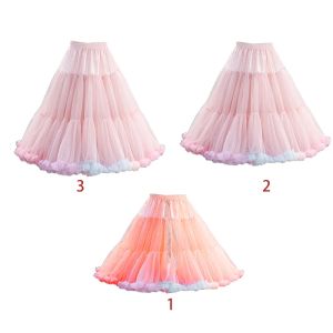 Elbiseler Bayan Elastik Bel Kıvrımlı Tül Petticoat Rainbow Cloud Short Tutu Etek Prenses Bale Dans Pettiskirts Lolita Cosplay