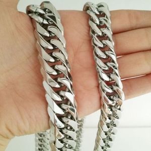 22 ''- 28 '' DEDHT 12 mm American Design Jewelry 316L Stal nierdzewna podwójna kubańska łańcuch Naszyjnik na 261k