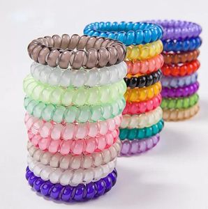 26 colors 65cm High Quality Telephone Wire Cord Gum Hair Tie Girls Elastic Band Ring Rope Candy Color Bracelet Stretchy Scrunchy9393853