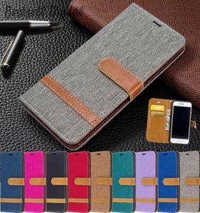 Fashion Denim sömmar lädertelefonfodral för Samsung Galaxy A01 A10 A10S A10E A11 A20 A30 A20S A20E A21 A21S A30 A50 Flip Wallet3061453