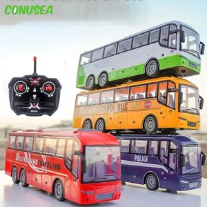 130 crianças brinquedo rc carro controle remoto ônibus escolar com luz tour bus 2.4g rádio controlado máquina de carro elétrico brinquedos para crianças 240305