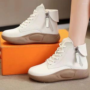 Casual Shoes Women Platform Ankle Boots Fashion High Top Sneakers Lace Up Side Zip Anti-slip Hiking Zapatilla Deportiva Mujer