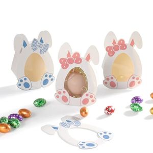 10pcs 2024 Easter Gift Box Cute Rabbit Egg Candy Snack DIY Packaging Box Happy Easter Decoration Party Discount Supplies 240309