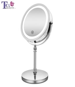 Makeup Mirror With Lights 10x Förstoring Dubbelsidig Vanity Mirror USB laddning Touch Diming Bath Mirrors Christmas Gift T2002986475