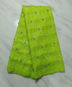5 jardas pc venda superior tecido de renda bazin verde limão com miçangas e reno brocado africano material de algodão para vestido de festa bz2783411766