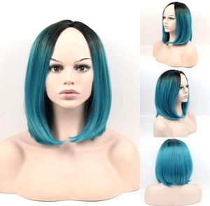 Two colour 2017 Two Tones Ombre Wig Medium Long Straight Synthetic Hair Wig for Black Women Perruque Peruk Afircan American Wigs1856063