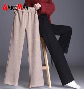 Women039s Pants Capris Woolen Khaki Office Lady Women byxor plus storlek 2021 Autumn Winter High midjan Casual Suit Wool Wid4926212