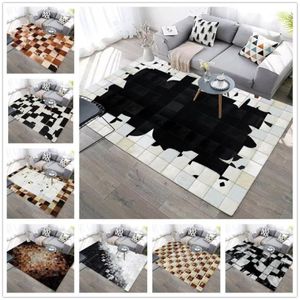 Preto branco imitação de couro 3d impresso tapetes moderno nordic decoração casa tapete criança quarto área jogo crianças quarto mats1274w