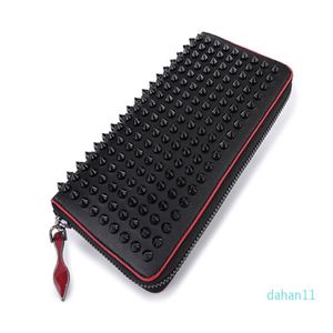 2022-Style Panelled Spiked Clutch Women Patent Real Leather Mixed Color Rivets bag Clutches Lady Long Purses with Spikes Men Walle222m