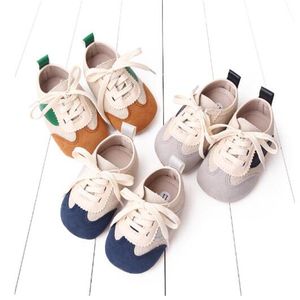 Baby Canvas prewalkera pring Non-slip Contrast Color Tie-up Indoor Outdoor Toddler Shoe