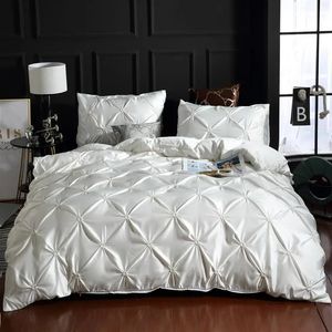 Silk Washed Bedding set Luxury Duvet Cover Double Bed Coverlet Queen Size Bed Sheets set Comforters Solid Color Linens XY37# 240306