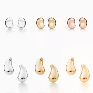 T bean Design stud earrings Charm teardrop Love earrings 925 sterlling silver 18k gold plated jewelry Fashion Classic Luxury Brand256f