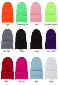 Solid unisex beanie Autumn Winter Wool blandar mjuk varm stickad kep