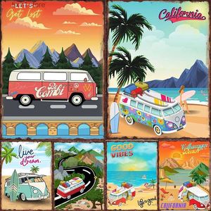 Metal Painting Vintage Car Art Poster Rectangle Metal Signs for Bedroom Club Tin Sign Decorative Plaques Painting Wall Aesthetical Decoration T240309