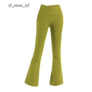 Pantaloni da yoga da donna di alta qualità LL Align tinta unita sport nudi modellatura vita attillata svasata fitness pantaloni da jogging larghi abbigliamento sportivo LU pantaloni svasati a nove punti da donna 5812