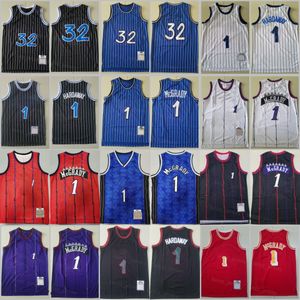 Männer Basketball Retro Tracy McGrady Jersey Penny Hardaway 1 Vintage Alle Nähte Throwback Schwarz Blau Weiß Team Für Sportfans Atmungsaktiv Gute Qualität