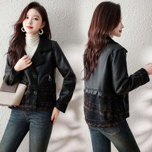 Haining Fur Women 's Autumn and Winter 2023 새로운 유럽 작은 향기로운 스타일 리얼 가죽 재킷 283841