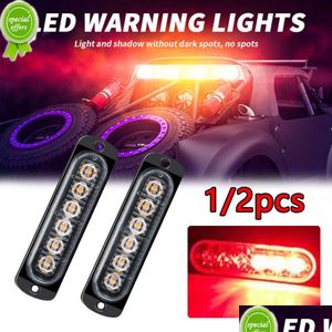 Other Interior Accessories New 6Led Car Strobe Warning Light Grill Flashing Breakdown Emergency Truck Trailer Beacon Lamp Led Waterpro Dhabo