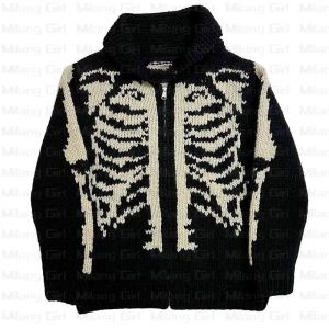 Sweaters Winter men skulls oversized sweater punk hip hop pull homme women over size pullover warm knitted sweaters korean clothes Y2K