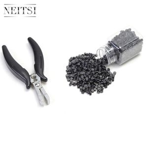 Neitsi 2pcs Micro Links Hair Extensions 1pc Black Color Pliers 500pcs Micro Rings Hair Styling Tools44517694338630