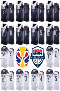 2019 Mistrzostwa Świata FIBA ​​Drużyna koszykówki US Kemba Walker Jerseys Donovan Mitchell Tatum Plumlee Turner Lopez Middleton Barnes5441121