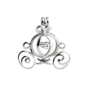 Gabbia di perle Cenerentola Carrozza di zucca Medaglione Regalo dei desideri 925 Gioielli in argento sterling Supporti per pendenti 5 pezzi333w