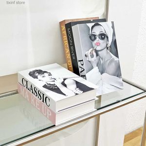 Objetos decorativos estatuetas modernas simulação livros decorações para casa mesa de centro de luxo livros caixa de armazenamento sala de estar estudo macio falso livro decorações t2403