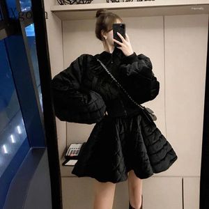 Work Dresses Women's Skirts Set Black O-Neck Waist Retraction Silhouette Coat High Ball Gown Winter Exquisite Two Piece Lady's Clothing