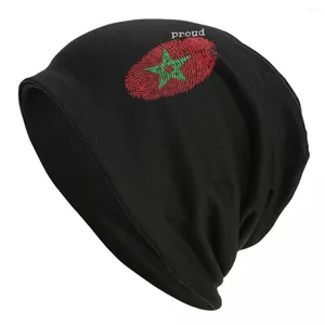 Berets Marrocos Bandeira Engraçado Impressão Skullies Beanies Caps Unisex Inverno Chapéu De Malha Hip Hop Adulto Padrão 3D Bonnet Chapéus Outdoor Ski Cap