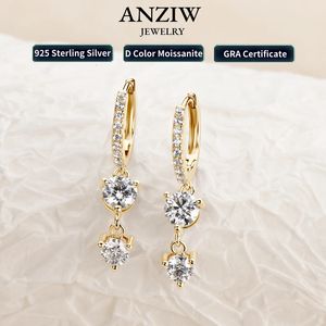 Anziw 4mm 5mm yuvarlak uzun püskül küpeler 100% 925 STERLING Gümüş Kadın Hamsalı Küpe Küpe Düğün Mücevher Hediyeleri 240227