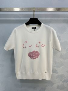 2024 Ny vår sommar o nack kort ärm Milan Runway Tees High End Jacquard Women's Designer Tops Brand Samma stiltröja 0309-4