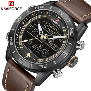 Naviforce Luxury Brand Mens Fashion Sport Watches Men Quartz Analog Digital Clock Leather Army Military Watch Relogio Masculino234s