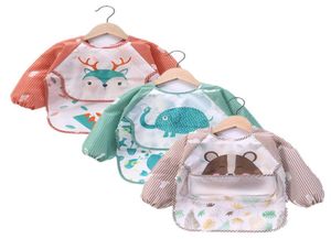 3pieceslot bebê crianças criança manga longa cachecol à prova d 'água arte blusa alimentação bib avental bolso infantil meninos meninas burp pano banana 5201221