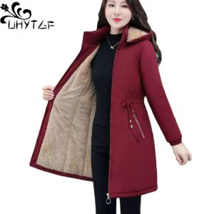 재킷 uhytgf 2022 Parkas Jackets 여자 후드 윈드 방풍 가을 겨울면 코트 암컷 봉제 콜드 증거 따뜻한 외투 1958