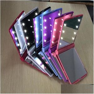 Kompaktowe lusterka Makeup Mirror LED Light Desktop Przenośna kompaktowa 8 świateł oświetlona podróż makijaż upuszczenie dostawa zdrowia makijaż urody ma dhob2