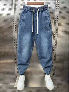 Mens Jeans Fashion Casual Jogger Harem Denim Pants Hip Hop Elastic midja Plus Size Jeans Män manliga byxor Vinter 240309