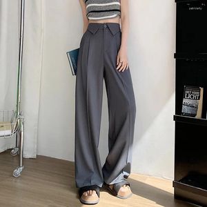 Pantaloni da donna grigi a gamba larga per le donne primavera a vita alta cadenti dritti stretti larghi casual vestiti per la pulizia neri