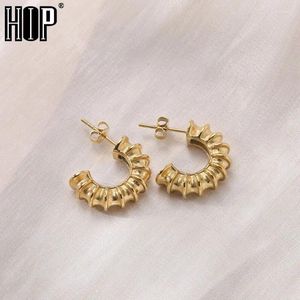 Stud Earrings Hip Hop1Pair Inoxidable Stainless Steel Hoop Earring 18K Gold Plated For Women Men Personality Jewelry
