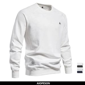 Spring Cotton Blend Sweatshirt for Men Casual Sport Design Round Neck Pullover 240307