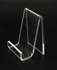 Reklam Display Acrylic Show Holder Stands Rack för Purse Bag Wallet Phone Book T3mm L5CM Retail Store som ställer ut 50pcs1394437