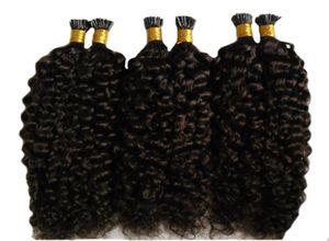 Grado 7a Capelli ricci crespi vergini mongoli vergini italiani Fusion Stick I TIP Estensioni dei capelli umani Afro Kinky Curly H8205870