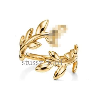 Tiffanyco Classic Designer Ring Top Fashion T Ring Home Sterling Silver Heart Shaped Leaf Knot Drip Glue Ring com banhado a ouro Diamond Tee Jóias de alta qualidade 831