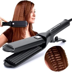 Professional Hair Curler Comb Curling Iron Wand Ceramic Corrugated Wave Corn Irons Corrugation Plate Clip 240305