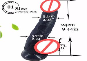 Brand Black Dildo Long Dildos Big 2457cm Huge Dildo Large Dong Realistic Penis Anal Toy for Women Adult Erotic Sex Product 6005222